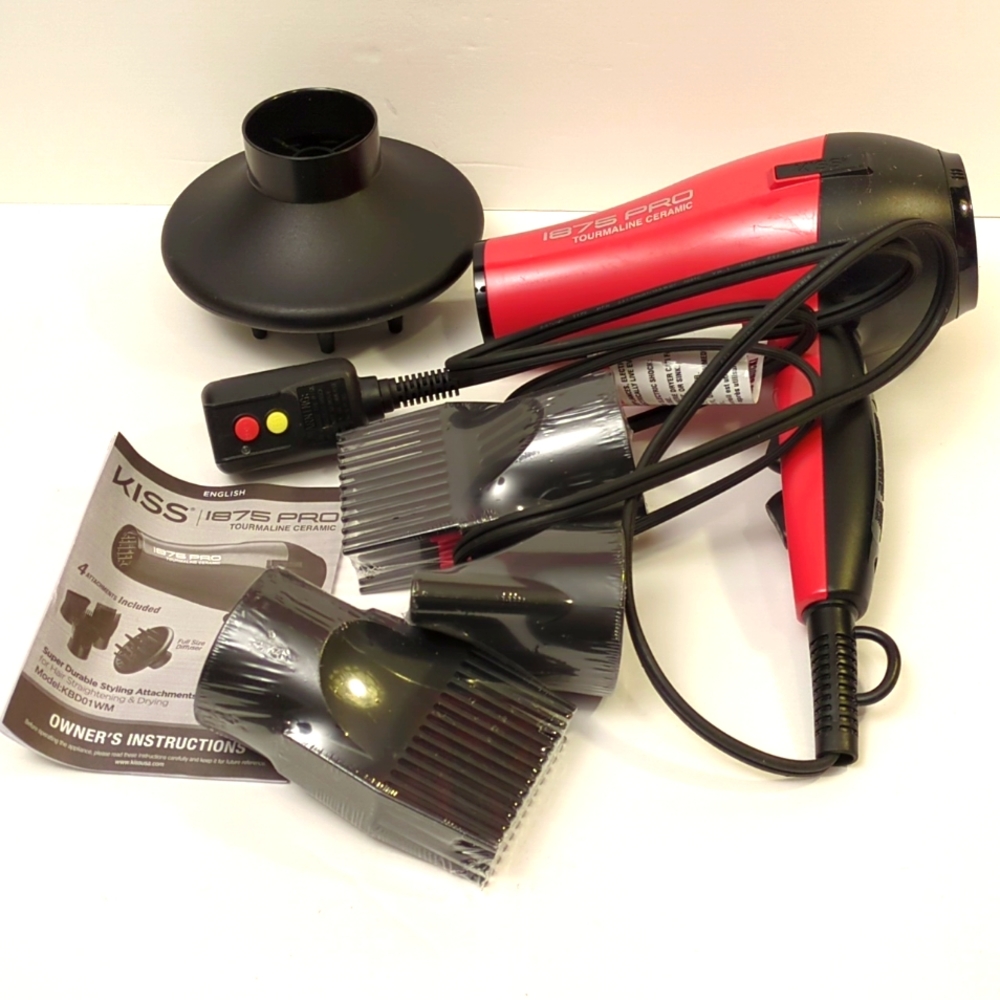 KISS Hair Dryer with 4 Attachment 1875 Pro NWOT